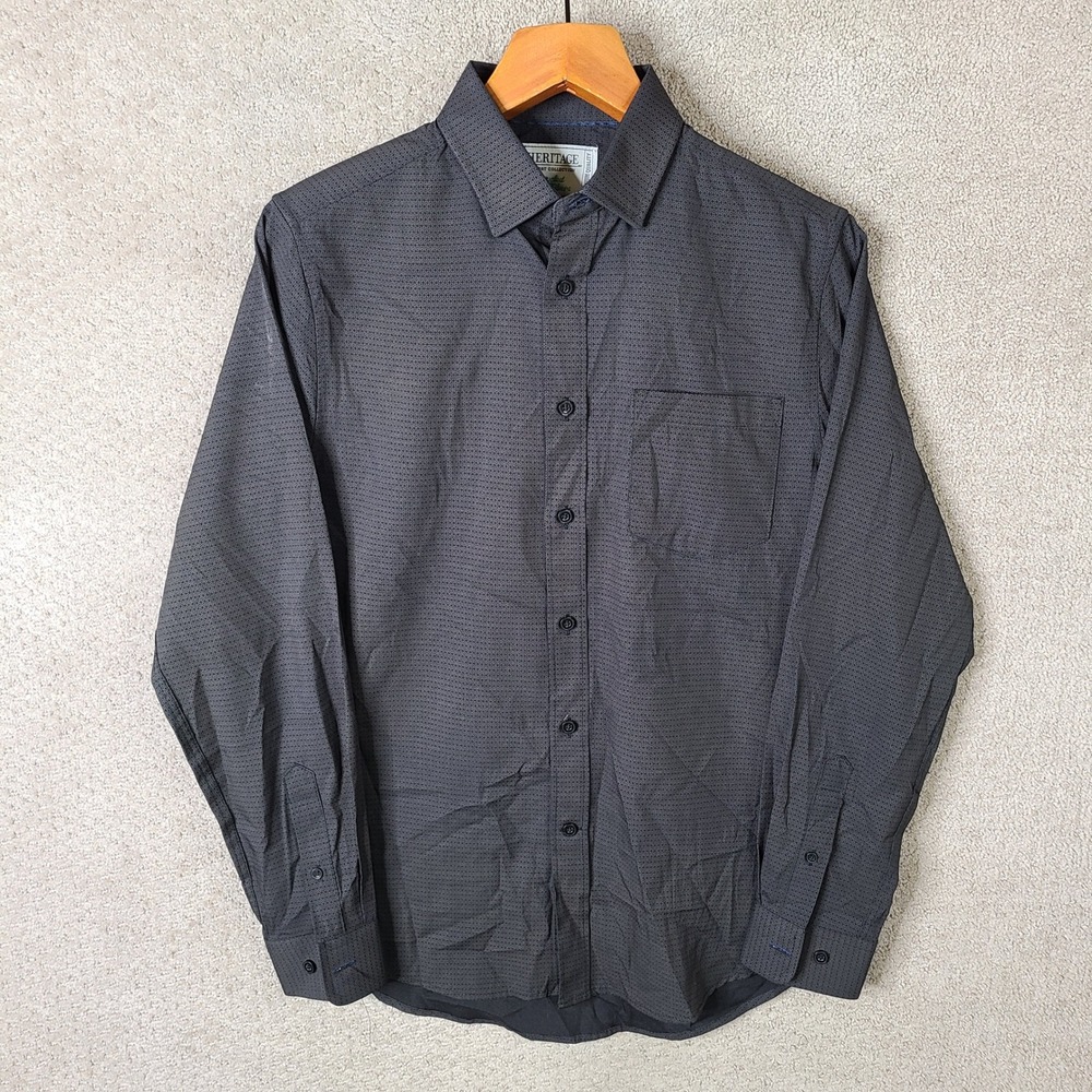 Heritage Report Collection Shirt Mens Small Gray Geometric Print Button Down
